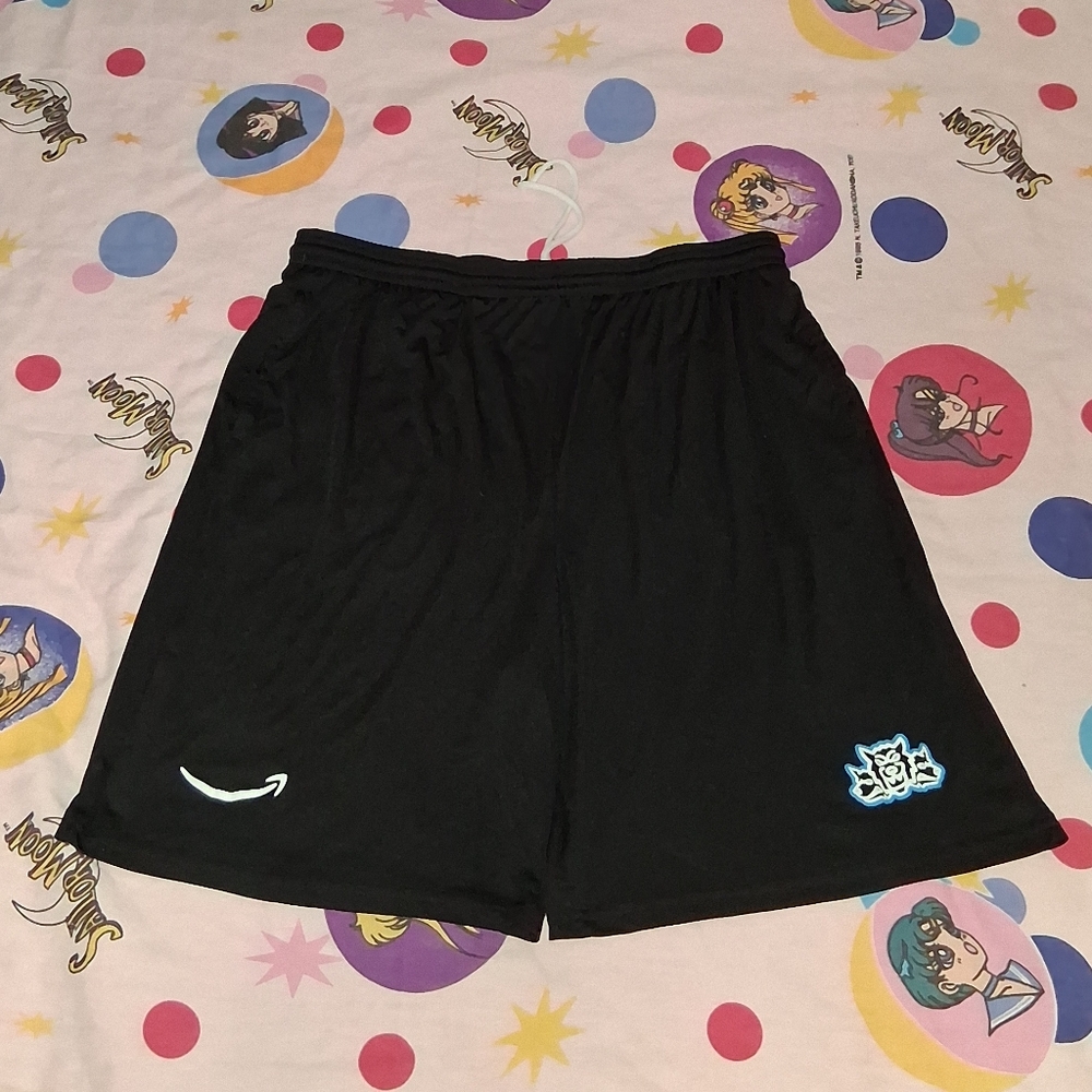 Amazon Wolves Employee Worker Black Gym Shorts Wolf Logo